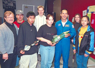 Astronaut Herrington with White Earch 'Reach for the Sky' students, teachers, and UM grad students.